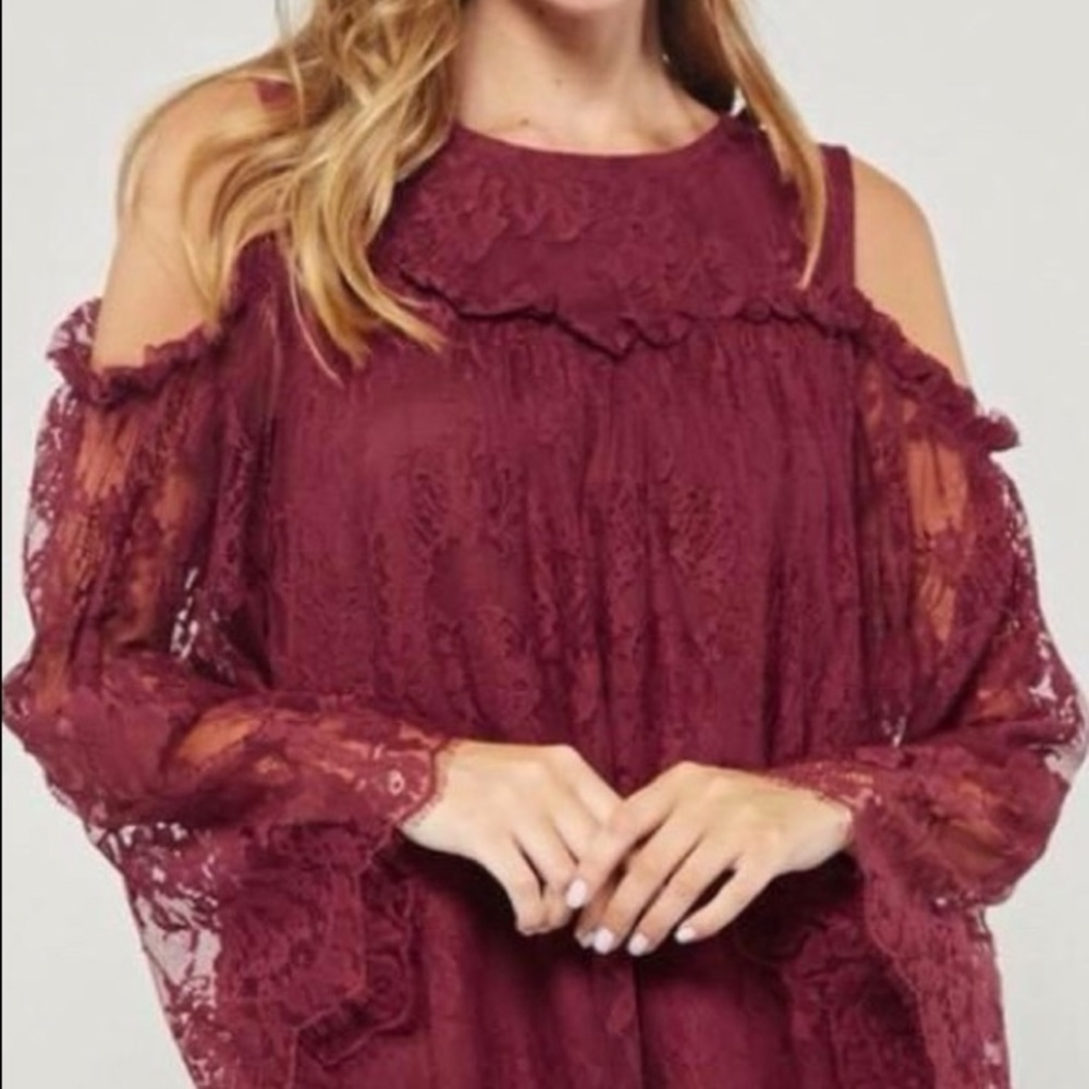 Andree open shoulder lace top